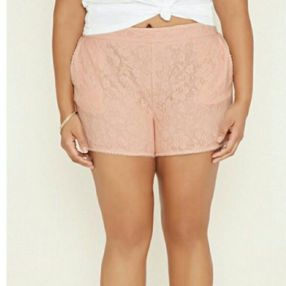 Forever 21 Plus blush pink lace elastic shorts 0x Barbie barbiecore